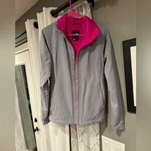 Pink and grey North Face Jacket